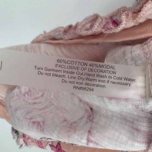 Thomas & Olivia modal blend floral embellished tiered ruffle short sleeve blouse - Picture 7 of 8